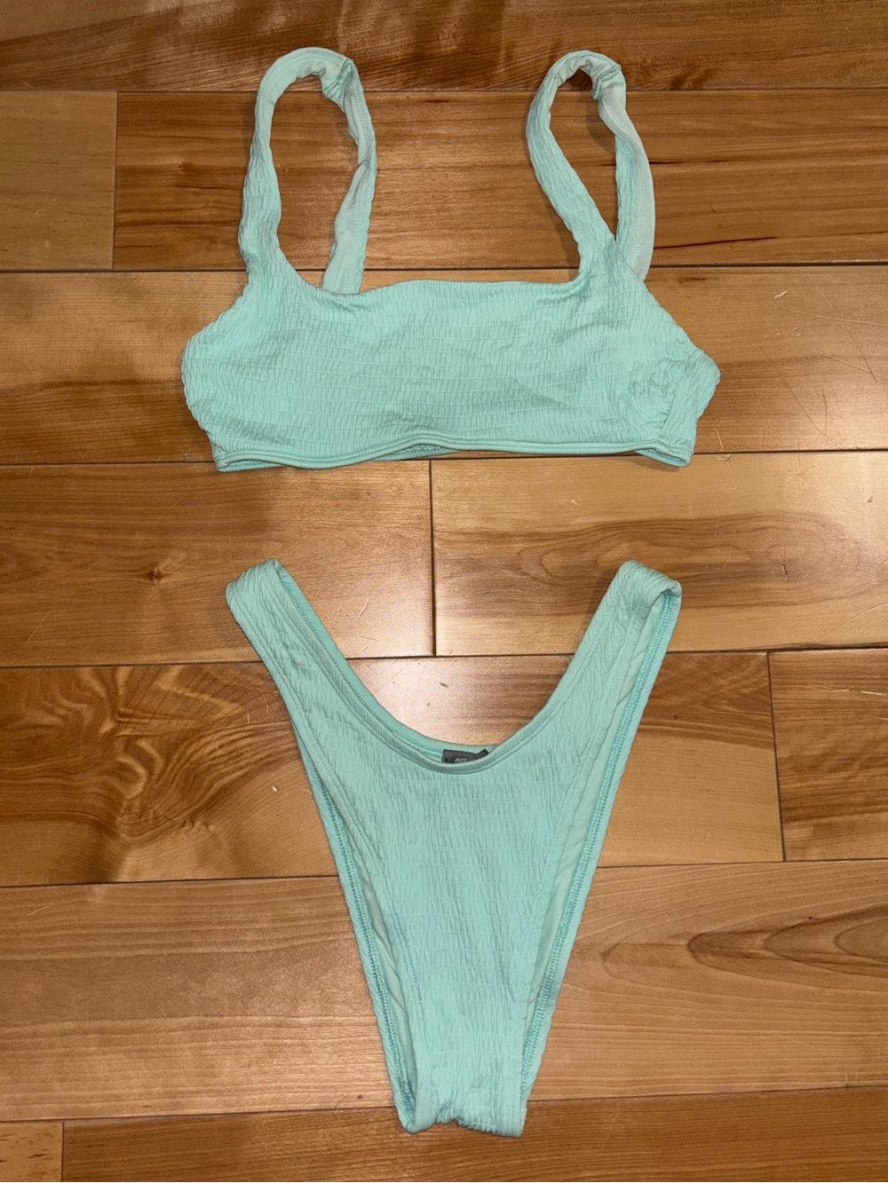Aerie Light Aqua Ribbed Bikini Set
